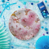 Roze Cherry Blossom Floral Papieren Bordje (Feest)