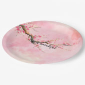 Roze Cherry Blossom Floral Papieren Bordje (Gekanteld)
