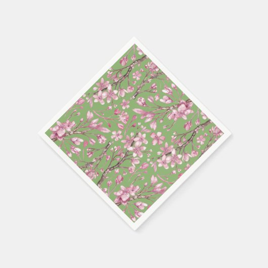 Roze Cherry Blossom Floral Print Paper Napkin Servet (Hoek)