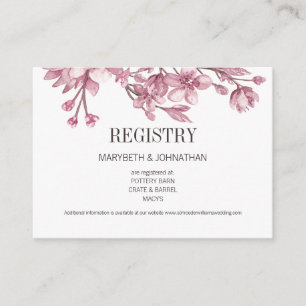 Roze Cherry Blossom Floral Registry Enclosure Card Informatiekaartje