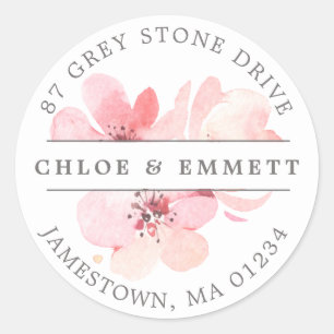 Roze Cherry Blossom Floral Return Address Label
