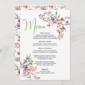 Roze Cherry Blossom Floral Romantic Wedding Menu (Voorkant / Achterkant)