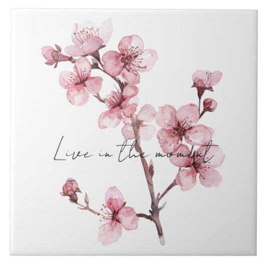 Roze Cherry Blossom Floral Tegeltje (Voorkant)