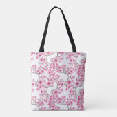 Roze Cherry Blossom Floral Waterverf Monogram Draagtas (Achterkant)