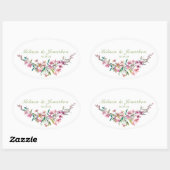 Roze Cherry Blossom Floral Wedding Ovale Sticker (Vel)