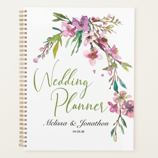 Roze Cherry Blossom Floral Wedding Planner (Voorkant)