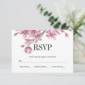 Roze Cherry Blossom Floral Wedding RSVP (Staand voorkant)