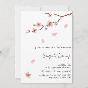 Roze Cherry Blossom Flower Baby shower Invitation Kaart