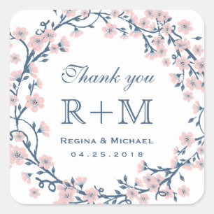 Roze Cherry Blossom Flower Wedding Favor Sticker