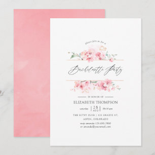 Roze Cherry Blossom Geometric Bachelorette Party Kaart