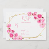Roze Cherry Blossom Geometric Wedding RSVP-kaarten Kaart (Voorkant)