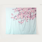 Roze Cherry Blossom Illustratief landschap Wandkleed (Voorkant (horizontaal))