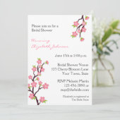 Roze Cherry Blossom Invitation Kaart (Staand voorkant)