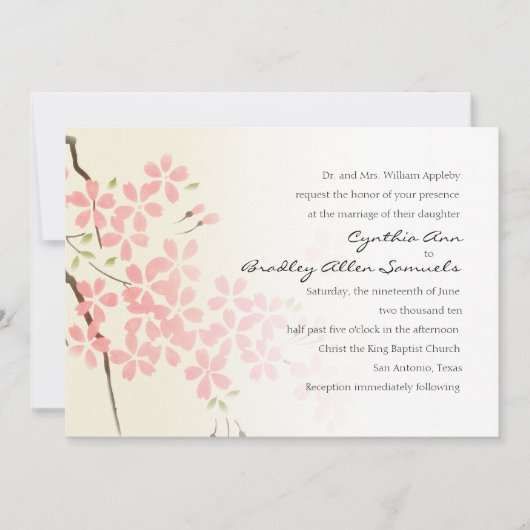 Roze Cherry Blossom Kaart (Voorkant)