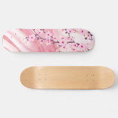 Roze Cherry Blossom Marble Background Floral Skateboard (Horizontaal)