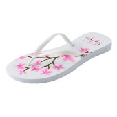 Roze Cherry Blossom Monogrammed Teenslippers (Schuin)