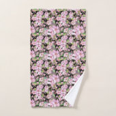 Roze Cherry Blossom op Black Bathroom Towel Set Bad Handdoek (Handdoek)
