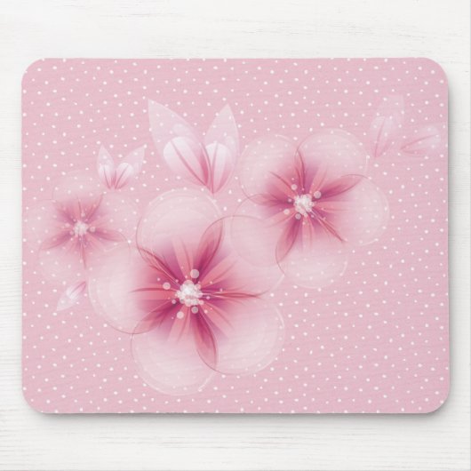 Roze Cherry Blossom op Stippen Muismat (Voorkant)