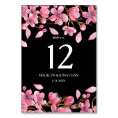 Roze Cherry Blossom op zwart Kaart (Achterkant)