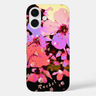 Roze Cherry Blossom Petal Spring & a name iPhone 16 Hoesje