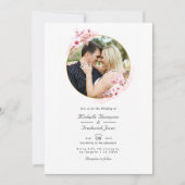 Roze Cherry Blossom QR Code RSVP Spring Weddenscha Kaart (Voorkant)