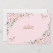 Roze Cherry Blossom Roos Gold Quinceañera Foto Kaart (Achterkant)