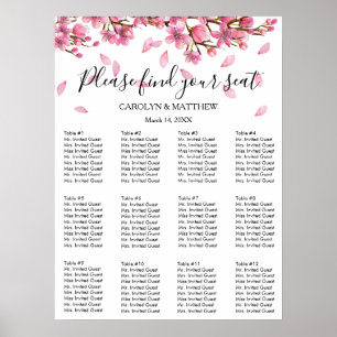 Roze Cherry Blossom Seating Chart Poster