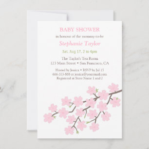 Roze Cherry Blossom Spring Baby Shower-uitnodiging Kaart