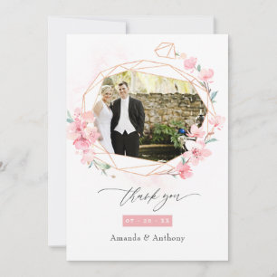 Roze Cherry Blossom Spring Weduwfoto Collage Bedankkaart