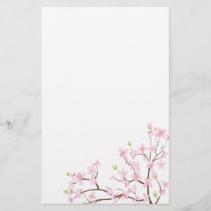 Roze Cherry Blossom Stationery Briefpapier