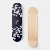 Roze Cherry Blossom Sterrennacht Sky Monogram Skateboard (Voorkant)