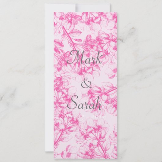 Roze Cherry Blossom Tall Invitation Kaart (Voorkant)