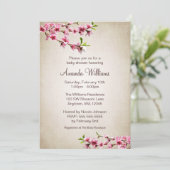 Roze Cherry Blossom  Tan Baby shower Kaart (Staand voorkant)