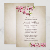 Roze Cherry Blossom  Tan Baby shower Kaart (Voorkant / Achterkant)