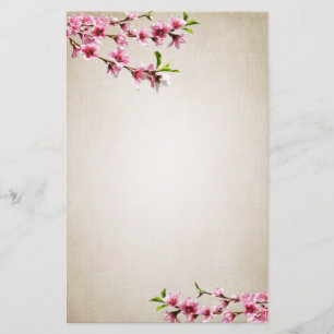 Roze Cherry Blossom Tan Briefpapier