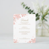 Roze Cherry Blossom Wedding Details Enclosure Card Kaart (Staand voorkant)