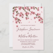 Roze Cherry Blossom Wedding Invitation Kaart (Voorkant)