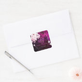 Roze Cherry Blossom Wedding Invitation Vierkante Sticker (Envelop)