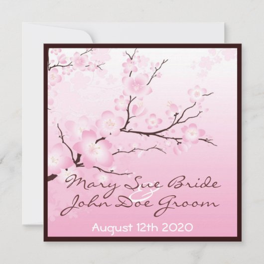 Roze Cherry Blossom Wedding Invitations Kaart (Voorkant)