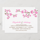 Roze Cherry Blossom Wedding Kaart (Voorkant / Achterkant)