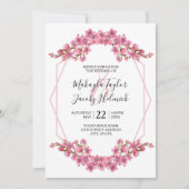Roze Cherry Blossom Wedding Kaart (Voorkant)