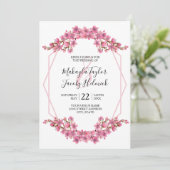 Roze Cherry Blossom Wedding Kaart (Staand voorkant)