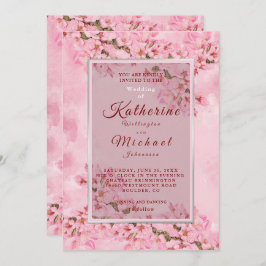 Roze Cherry Blossom Wedding Kaart