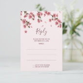 Roze Cherry Blossom Wedding Reply Kaarten RSVP Kaartje (Staand voorkant)