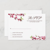Roze Cherry Blossom White Response Card RSVP Kaartje (Voorkant / Achterkant)