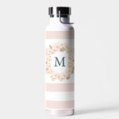 Roze Cherry Blossom Wreath Monogram Waterfles (Links)