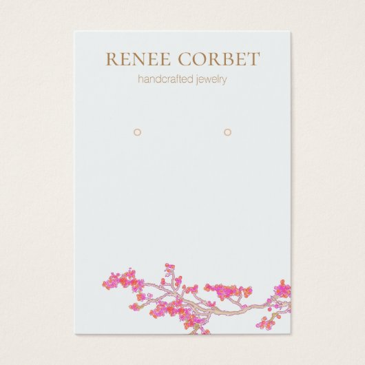 Roze Cherry Blossoms Floral Earring Display Card Visitekaartje (Voorkant)