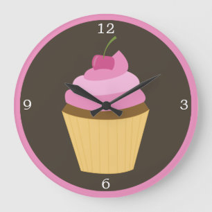 Roze Cherry Cupcake Grote Klok