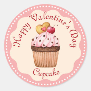 Roze Cherry Cupcake Ronde Sticker