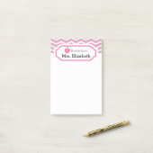 Roze Chevron Apple monogram leraar notitie Post-it® Notes (Op bureau)
